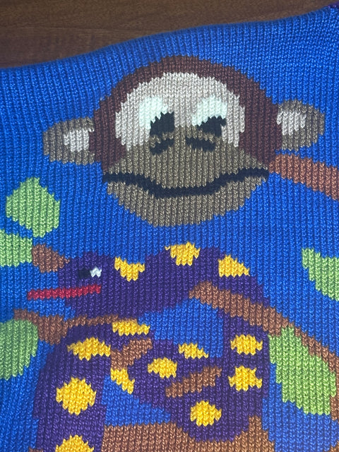 Vintage Wild Jungle Safari Animals Knit Zoo Sweater (3; S/M)
