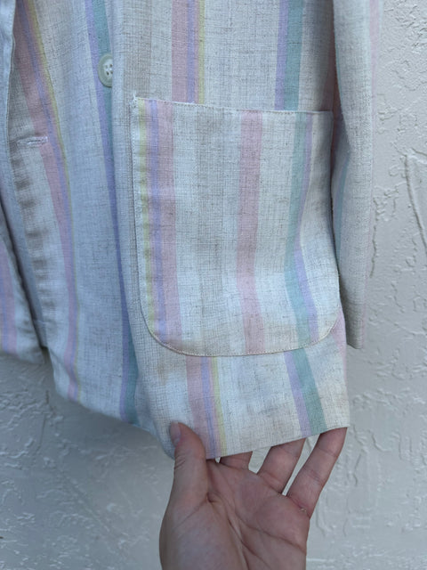 Vintage 80s Cream Pastel Striped Blazer (S/M)