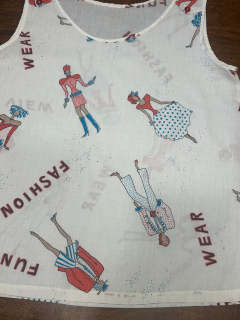 Vintage 80s Novelty 'Fashion' Graphic Print Tank (S)