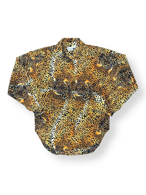 Vintage 80s Leopard Print Button Up Shirt (~S)