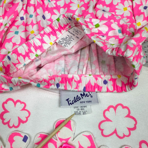 Deadstock Vintage Pink Neon Lace/Applique Flower Bunch Set💐 (~3T+)