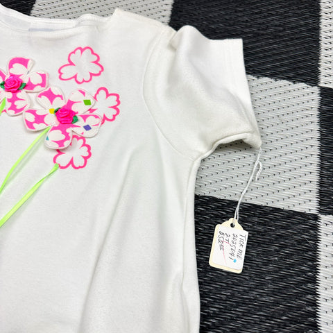 Deadstock Vintage Pink Neon Lace/Applique Flower Bunch Set💐 (~3T+)