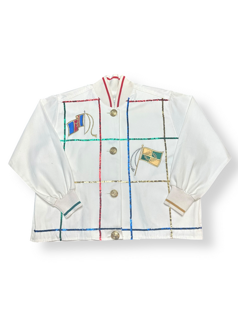 Vintage 80s Designer 'The La Costa Spa' Nautical Primary Color Sequin Jacket (M)