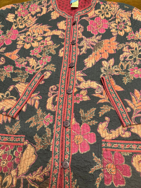 Vintage Provence d'amour Quilted Button-Up Jacket (M/L)
