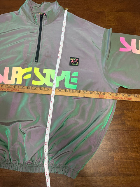 Vintage Surf Style Iridescent Pullover Sweatshirt (L)