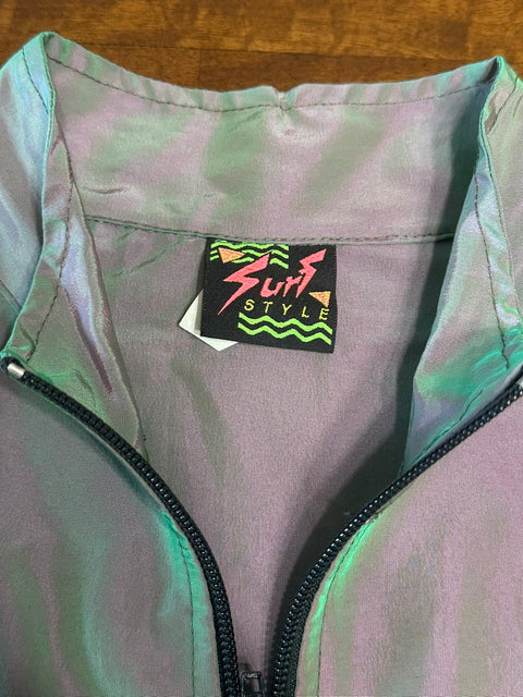 Vintage Surf Style Iridescent Pullover Sweatshirt (L)