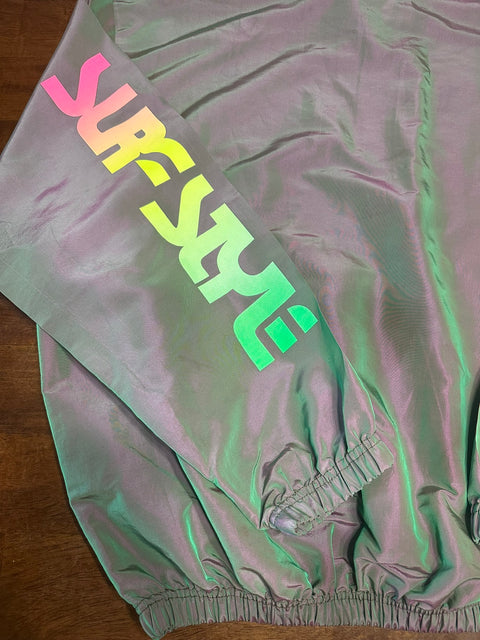 Vintage Surf Style Iridescent Pullover Sweatshirt (L)