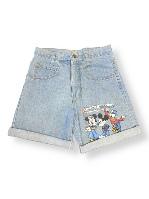 Vintage Disney Mickey & Friends 'Anchors Aweigh!' Painted Denim Shorts (M)
