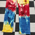 Vintage Red/Yellow/Blue Tie Dye + Distressed Jeans w/ Holes ('5/26' ; 26"-28" waist)