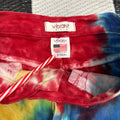 Vintage Red/Yellow/Blue Tie Dye + Distressed Jeans w/ Holes ('5/26' ; 26"-28" waist)