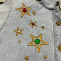 Vintage 80s Studded Multicolored Rhinestone Denim Shirt (7/8; ~S/M)