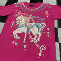 Vintage 90s Puffy Painted Pink Carousel Horse Set ('Petite' ; ~S/M)