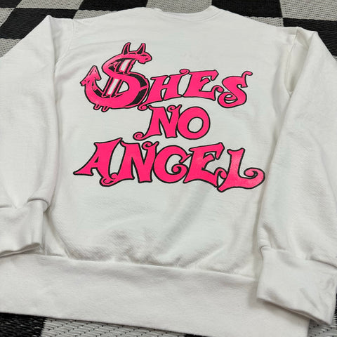 LA Apparel Neon Pink "$ex/She's No Angel" Graphic Crewneck (S)