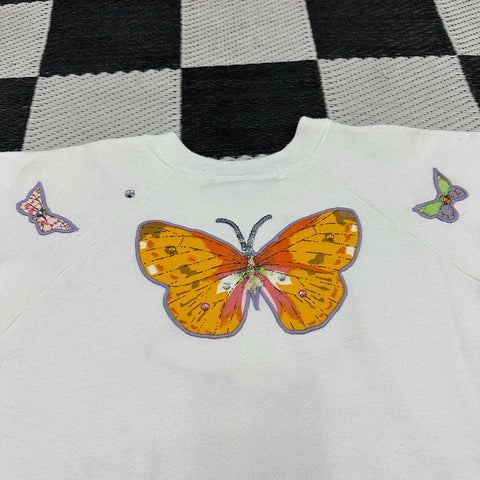 Vintage Margot Smith Handmade Applique Butterflies Crewneck (L/XL)