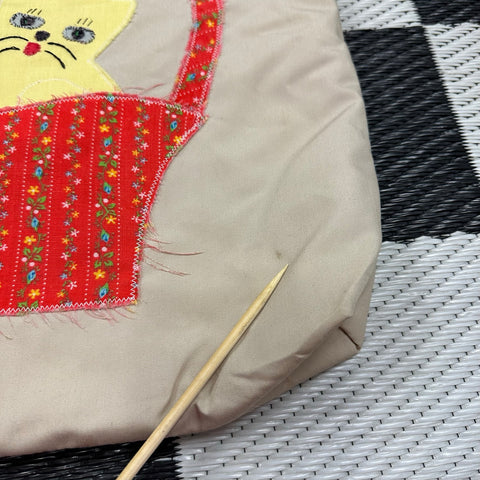 Vintage Handmade Applique Cat/Quilted Patchwork Tote Bag