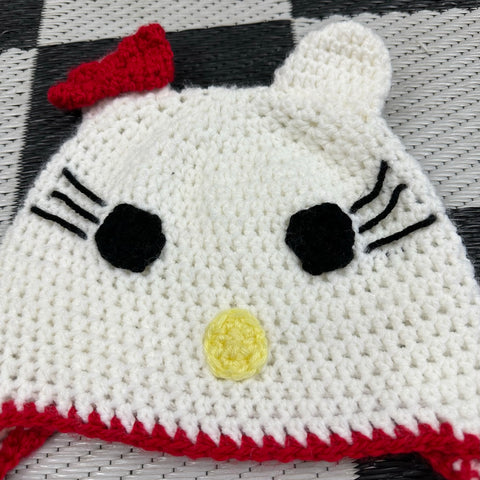 Handmade Hello Kitty Crochet String Tie Hat