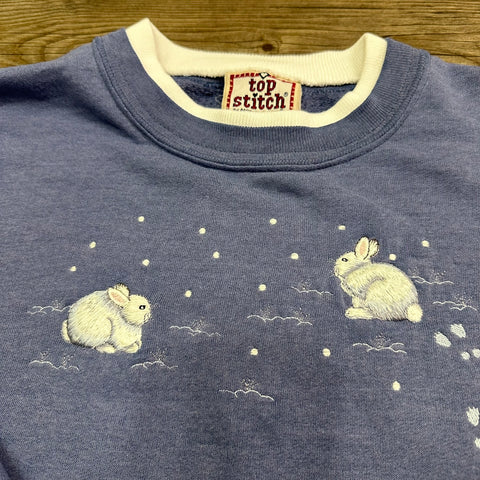 Vtg 90s 'Top Stitch by Morning Sun' Embroidered Bunnies Crewneck🐇(2X)