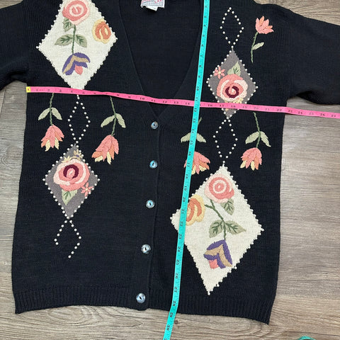 Vtg Spice of Life Embroidered Floral Cardigan (~M+)
