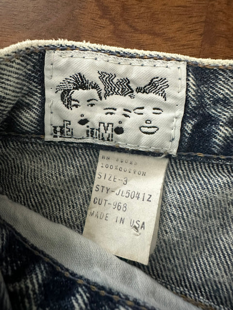 Rare Vintage 80s Helium Acid Wash 'Sock Hop, Cool Daddy' Retro Painted Skinny Jeans (XXS/XS) '3' tag, 23" waist