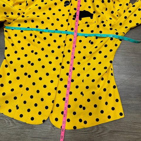 Vtg 80s Yellow Polka Dot Embellished Blazer Top🟡(~M)