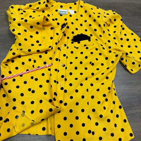 Vtg 80s Yellow Polka Dot Embellished Blazer Top🟡(~M)
