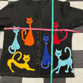 Vintage Rainbow Embellished Cats🐱 Fleece Zip-Up Jacket (~M)