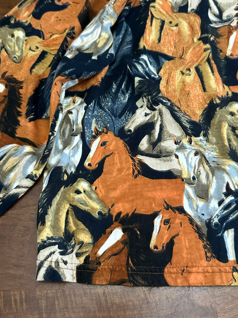 Vintage 90s Artsy Beaded Graphic Horse Print Shirt 🐴 (~L)