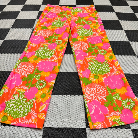 🏆Rare ~60s/70s "The Lilly" by Lilly Pulitzer Neon Floral Polyester Pants (16; 36"-45" waist)