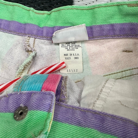 Vintage Pastel Striped Shorts (11/12; ~29" waist)