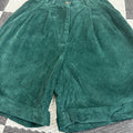 Vintage Navy Green Corduroy High Waisted Shorts ("8"; 26" waist)