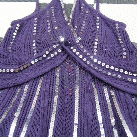 Purple Sequin Crochet Fairycore Tank Top (M/~L)