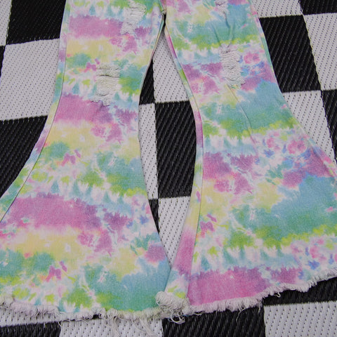 Kids Pastel Tie Dye Flare Pants (8/9)