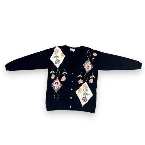 Vtg Spice of Life Embroidered Floral Cardigan (~M+)