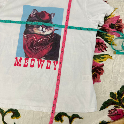 Meowdy Partner Silly Cat Meme Graphic Tee🐱🤠(~S/M) *modern