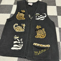 Vintage Embroidered Safari Kitty Sweater Vest (M)