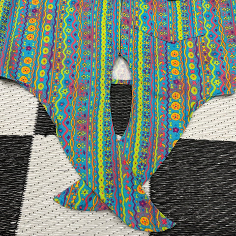 Vintage 90s Funky Neon Patterned Cropped/Front Tie Zip-Up Vest (S)