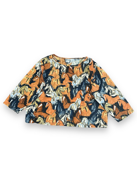 Vintage 90s Artsy Beaded Graphic Horse Print Shirt 🐴 (~L)