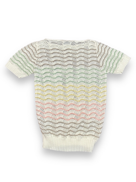 Vintage 1980s Rainbow Pastel Zig Zag Textured Sweater🌈 (~S)