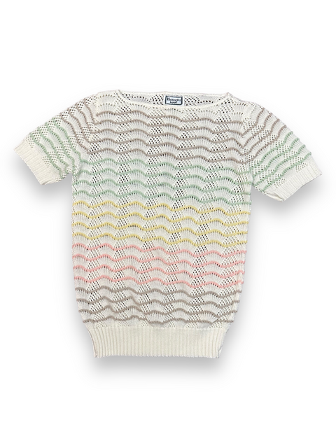 Vintage 1980s Rainbow Pastel Zig Zag Textured Sweater🌈 (~S)