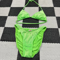 Vintage 90s Neon Green Electric Beach String Bikini (~M; see measurements)