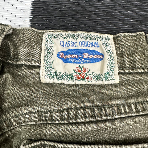 Vintage Faded Olive Green Classic 'Boom Boom' Patchwork Jeans💚 ('11'; ~24/25" waist)