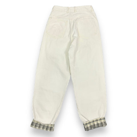 Vintage 80s White/Plaid Lined Corduroy Pants🤍 ('9/10' ; ~26" waist)