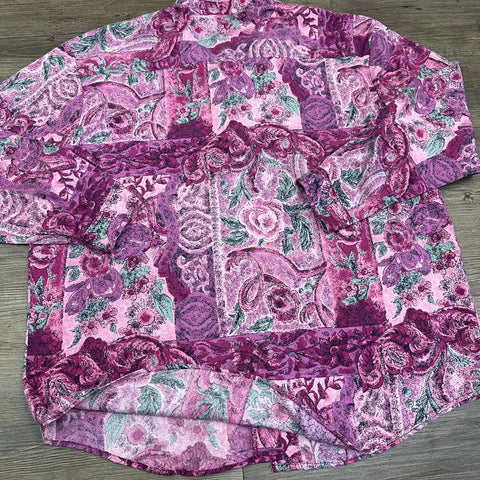 Vintage 80s Pink/Purple Floral Button-Up (M/~L)