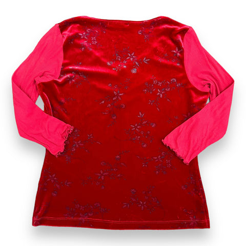 Vintage 90s 'Red Velvet' Sheer Quarter Sleeve Shirt (M)