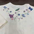 Vtg Embroidered Butterflies/Flowers Pullover Shirt (~L)