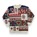 Vintage Patchwork Heart Patterned Sweater (S/~M)