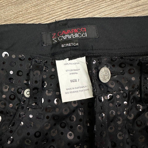 Black All Over Embellished Sequin Pants ('7' ; ~30/31" waist)
