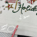Vintage 'Happy Holidays' Puffy Teddy Bear AOP Graphic Crewneck (~M) *see flaws