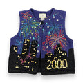Vintage New Year '2000' Novelty Fireworks/Sequin Sweater Vest (~XS/S)