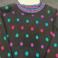 Vintage 80s Adele Knitwear Cool Tones Polka Dot Sweater (S/M)